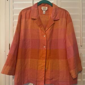 Talbots 100% line. Peach pink Linen blouse